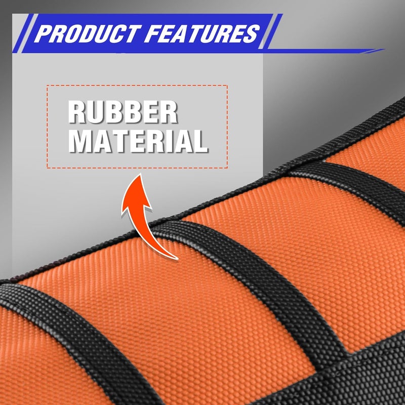 fewfuss Gripper Rubber Dirt Bike Seat Cover - Universal Soft Seat Cover for Most Dirt Bike Motorcycle (Black-Orange) - Image 2